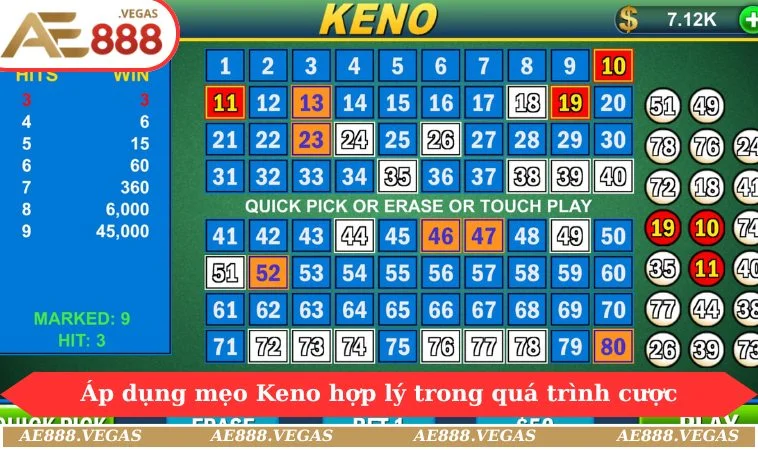 Áp dụng mẹo Keno hợp lý trong quá trình đặt cược