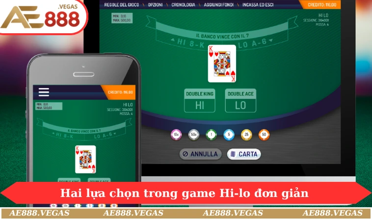 Hai lựa chọn trong game Hi-lo đơn giản