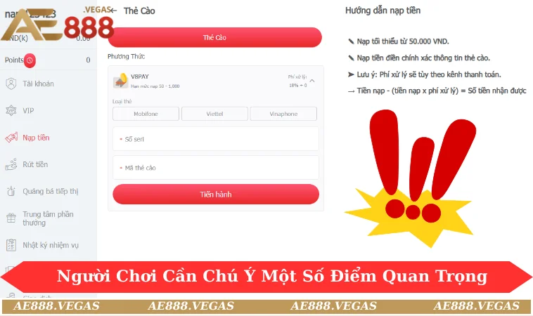 Người chơi cần chú ý một số điểm quan trọng