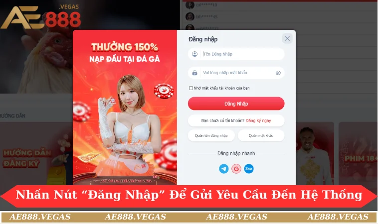 Nhấn nút “Đăng nhập” để gửi yêu cầu đến hệ thống