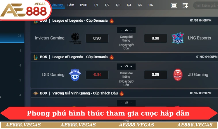 Phong phú hình thức tham gia cược hấp dẫn