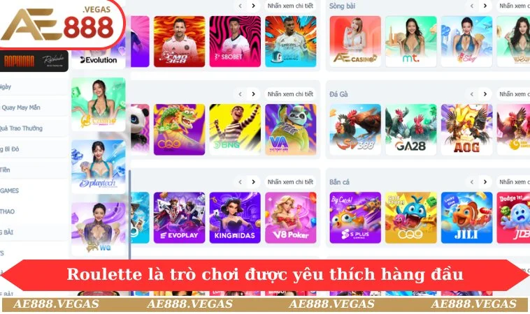 Roulette là trò chơi được yêu thích hàng đầu