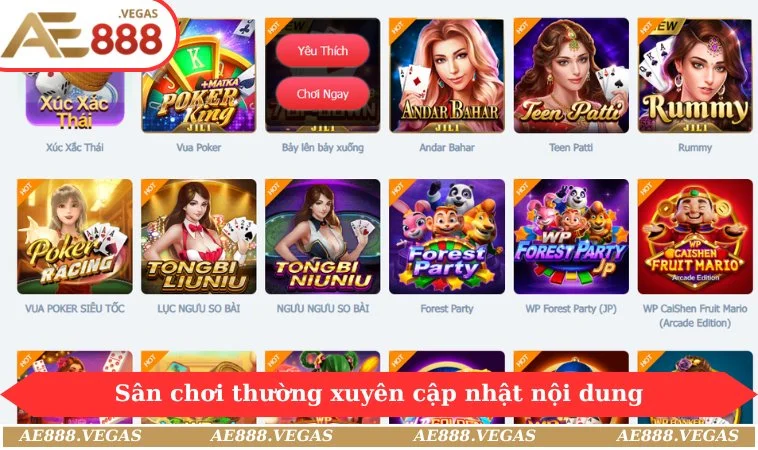 Sân chơi thường xuyên cập nhật nội dung